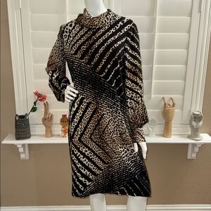 Per Se Cheetah Print Silk Dress